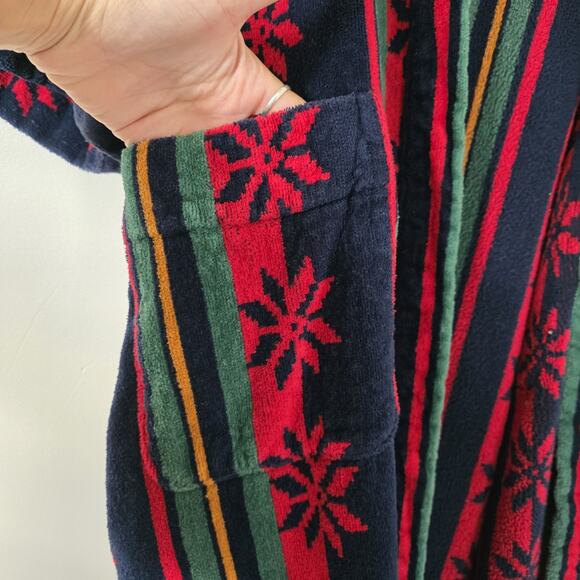 Vintage Perry Ellis Terry Cloth Robe One Size Stripe Pattern Heavy Big Lebowski - Picture 4 of 7